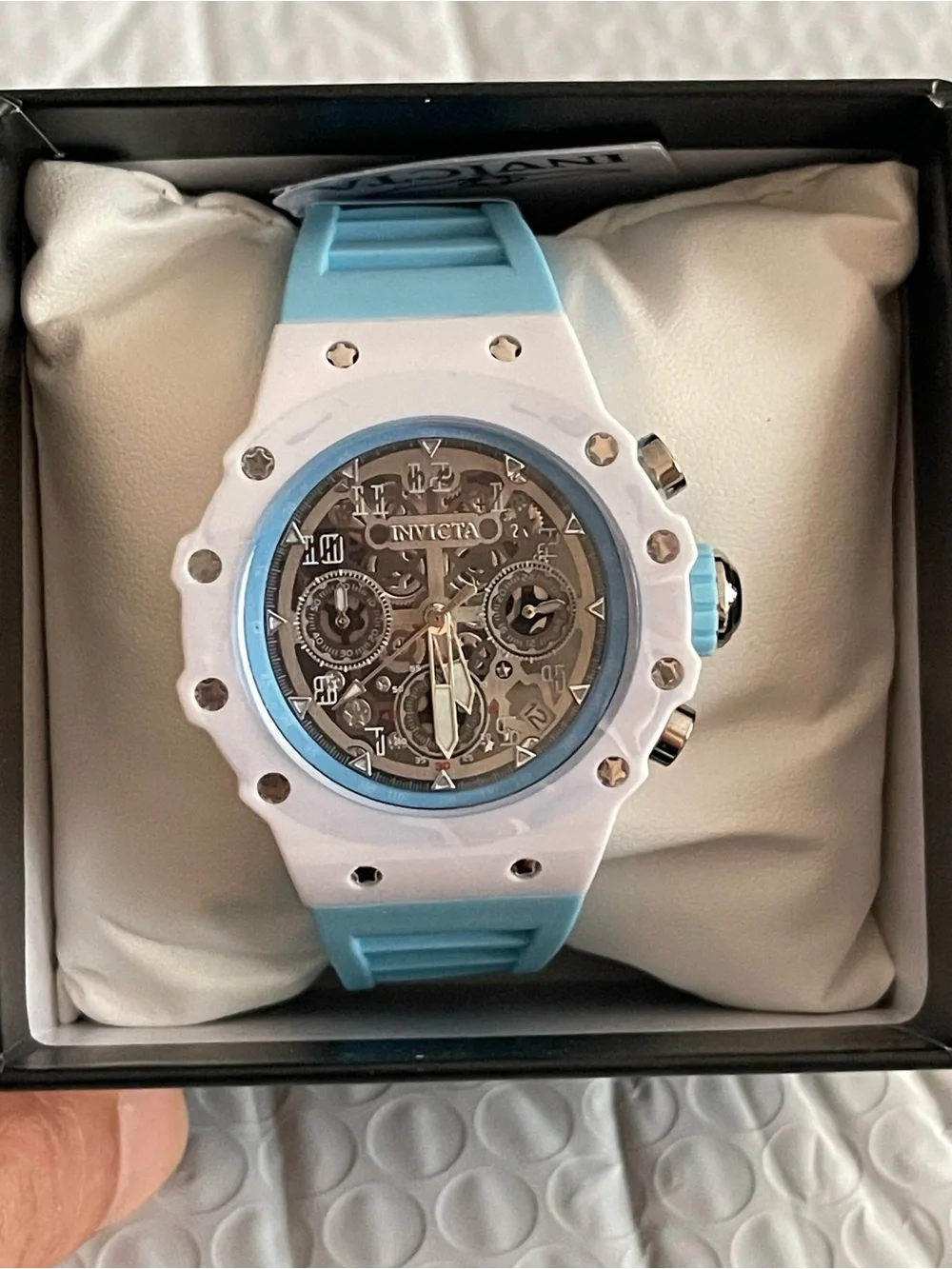 Invicta Racing Apexium Unisex Watch - 41mm, Light Blue & white, new